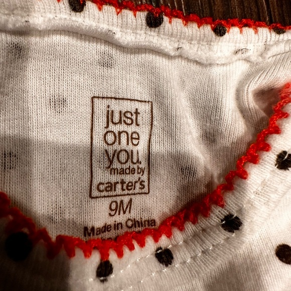 Carters polka dot onesie with embroidered monkey size 9 months - Picture 1 of 4
